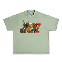 Oil Green christmas joy cow Urban Heavy Tee - RanaPortraitStore
