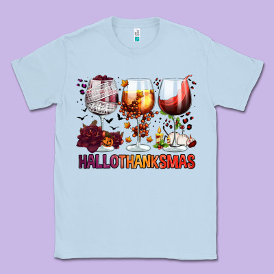 Hallothanksmas Halloween Thanksgiving  Christmas Wine Classic Tee Designed By Fadigitalartstudio