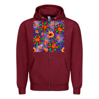 Burgundy pumpkin flower halloween seamless pattern Zipper Hoodie - BundleAndBundleShop