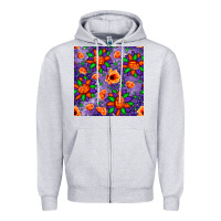 Heather Grey pumpkin flower halloween seamless pattern Zipper Hoodie - BundleAndBundleShop