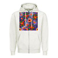 Oatmeal Heather pumpkin flower halloween seamless pattern Zipper Hoodie - BundleAndBundleShop