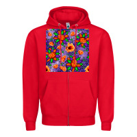 Red pumpkin flower halloween seamless pattern Zipper Hoodie - BundleAndBundleShop