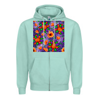 Seafoam pumpkin flower halloween seamless pattern Zipper Hoodie - BundleAndBundleShop