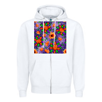 White pumpkin flower halloween seamless pattern Zipper Hoodie - BundleAndBundleShop