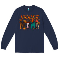 Navy thankful mama holstein cow Long Sleeve Tee - RacoonDesign