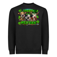 Black St Patricks Day Lucky Heifers Heavyweight Sweatshirt - RanaPortraitStore