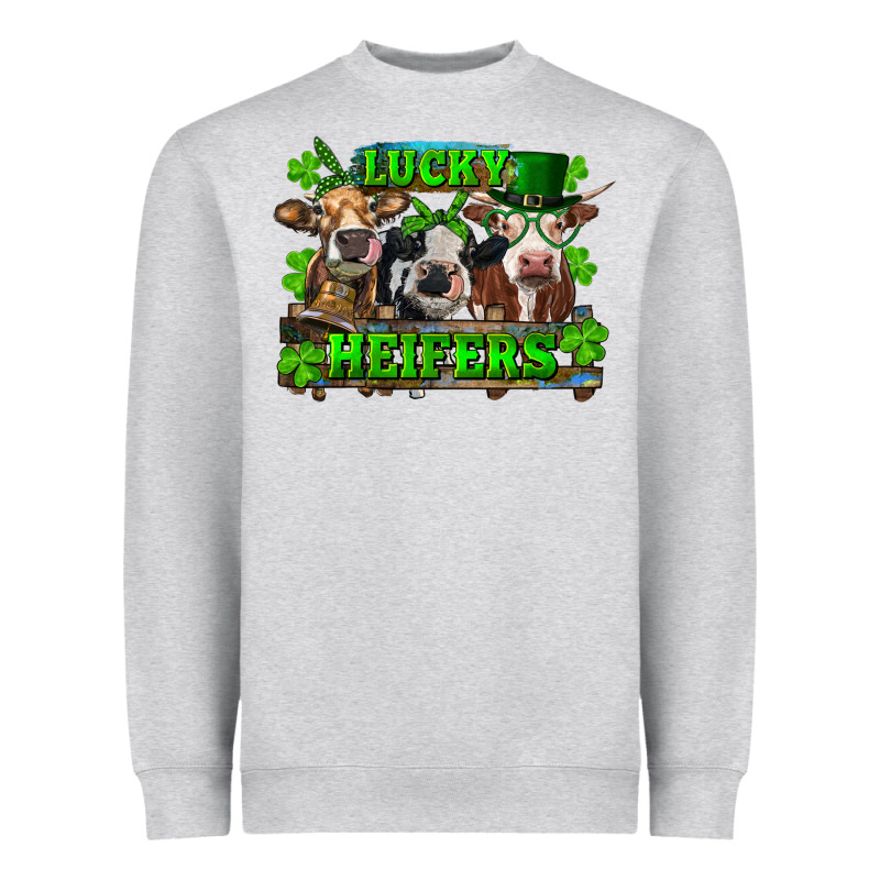 St Patricks Day Lucky Heifers Heavyweight Sweatshirt by RanaPortraitStore | Teevron