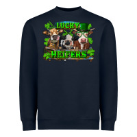 Navy St Patricks Day Lucky Heifers Heavyweight Sweatshirt - RanaPortraitStore