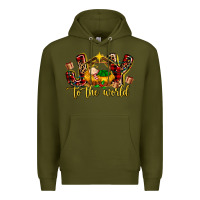 Army Green Baby Jesus Joy To The World Premium Hoodie - MaliasSmallBusiness