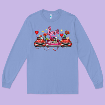 Valentine's Day Farm Trucks Farm Animals Long Sleeve Tee Designed By Fadigitalartstudio