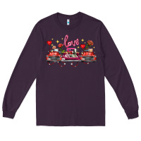 Plum valentine's day farm trucks farm animals Long Sleeve Tee - FaDigitalArtStudio