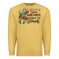 Antique Gold if my book is open your mouth should be closed malia Premium Sweatshirt - MaliasSmallBusiness