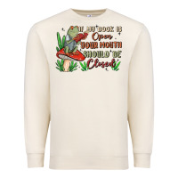 Sandshell if my book is open your mouth should be closed malia Premium Sweatshirt - MaliasSmallBusiness