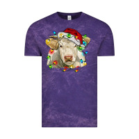 Cloud Purple charolais cattle cow with christmas lights and hat Vintage Tee - RanaPortraitStore