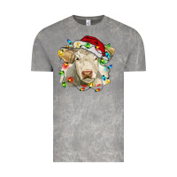 Cloud Rock charolais cattle cow with christmas lights and hat Vintage Tee - RanaPortraitStore