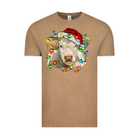 Vintage Coffee charolais cattle cow with christmas lights and hat Vintage Tee - RanaPortraitStore