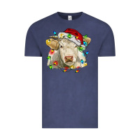Vintage Denim charolais cattle cow with christmas lights and hat Vintage Tee - RanaPortraitStore