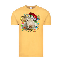 Vintage Mustard charolais cattle cow with christmas lights and hat Vintage Tee - RanaPortraitStore