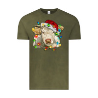 Vintage Olive charolais cattle cow with christmas lights and hat Vintage Tee - RanaPortraitStore
