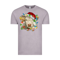 Vintage Zinc charolais cattle cow with christmas lights and hat Vintage Tee - RanaPortraitStore