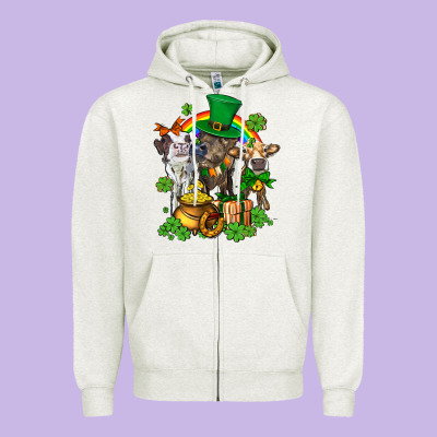 Little Cows And St Patricks Party Zipper Hoodie Designed By Adodesignshop
