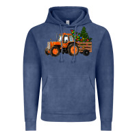 Vintage Denim Christmas Orange Farm Tractor Vintage Hoodie - RanaPortraitStore