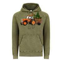 Vintage Olive Christmas Orange Farm Tractor Vintage Hoodie - RanaPortraitStore