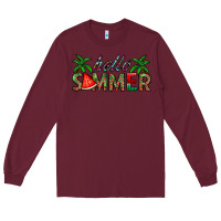 Burgundy hello summer Long Sleeve Tee - CowhideDigitalArt