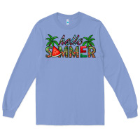 Colony Blue hello summer Long Sleeve Tee - CowhideDigitalArt