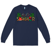 Navy hello summer Long Sleeve Tee - CowhideDigitalArt