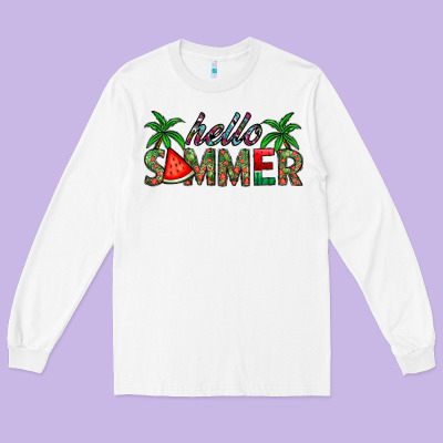 Hello Summer Long Sleeve Tee Designed By Cowhidedigitalart