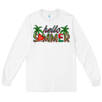 White hello summer Long Sleeve Tee - CowhideDigitalArt