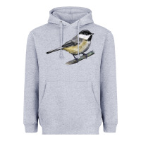 Heather Grey Black Capped Chickadee Heavyweight Hoodie - LillyAllenDesigns
