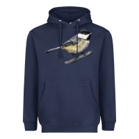Navy Black Capped Chickadee Heavyweight Hoodie - LillyAllenDesigns
