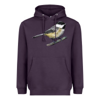 Plum Black Capped Chickadee Heavyweight Hoodie - LillyAllenDesigns