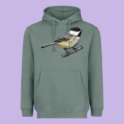 Black Capped Chickadee Heavyweight Hoodie Designed By Lillyallendesigns