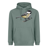 Sage Black Capped Chickadee Heavyweight Hoodie - LillyAllenDesigns