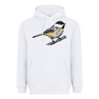 White Black Capped Chickadee Heavyweight Hoodie - LillyAllenDesigns