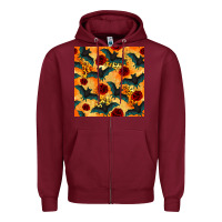 Burgundy halloween bat and roses seamless pattern Zipper Hoodie - BundleAndBundleShop