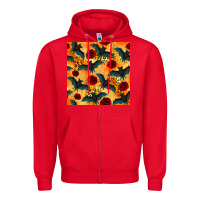 Red halloween bat and roses seamless pattern Zipper Hoodie - BundleAndBundleShop