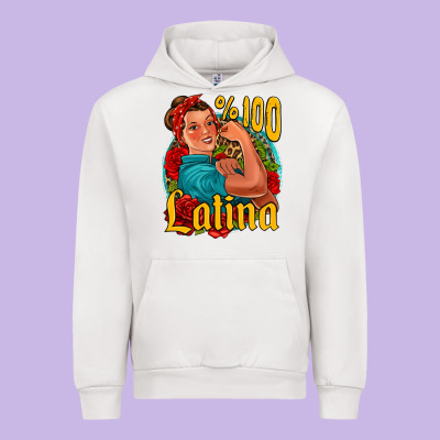 Hundred Percent Latina Strong Woman Urban Hoodie Designed By Jasminsmagicworld
