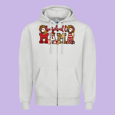 Baseball Mama Zipper Hoodie Designed By Jasminsmagicworld