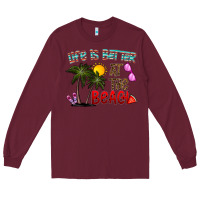 Burgundy life is better at the beach Long Sleeve Tee - CowhideDigitalArt