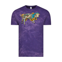 Cloud Purple charolais bull with sunflowers and gemstone western patterns Vintage Tee - RanaPortraitStore