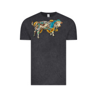 Vintage Black charolais bull with sunflowers and gemstone western patterns Vintage Tee - RanaPortraitStore