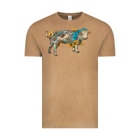 Vintage Camel charolais bull with sunflowers and gemstone western patterns Vintage Tee - RanaPortraitStore