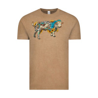 Vintage Coffee charolais bull with sunflowers and gemstone western patterns Vintage Tee - RanaPortraitStore