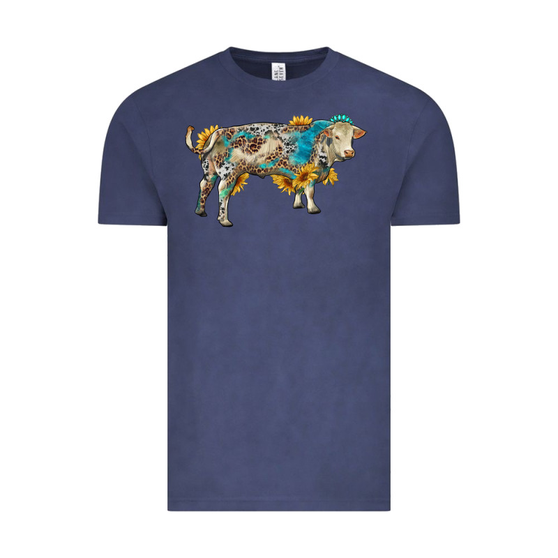 Charolais Bull With Sunflowers And Gemstone Western Patterns Vintage Tee by RanaPortraitStore | Teevron