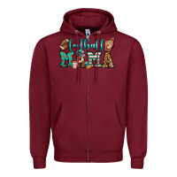 Burgundy American football mama Zipper Hoodie - Jasminsmagicworld