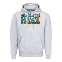 Heather Grey American football mama Zipper Hoodie - Jasminsmagicworld